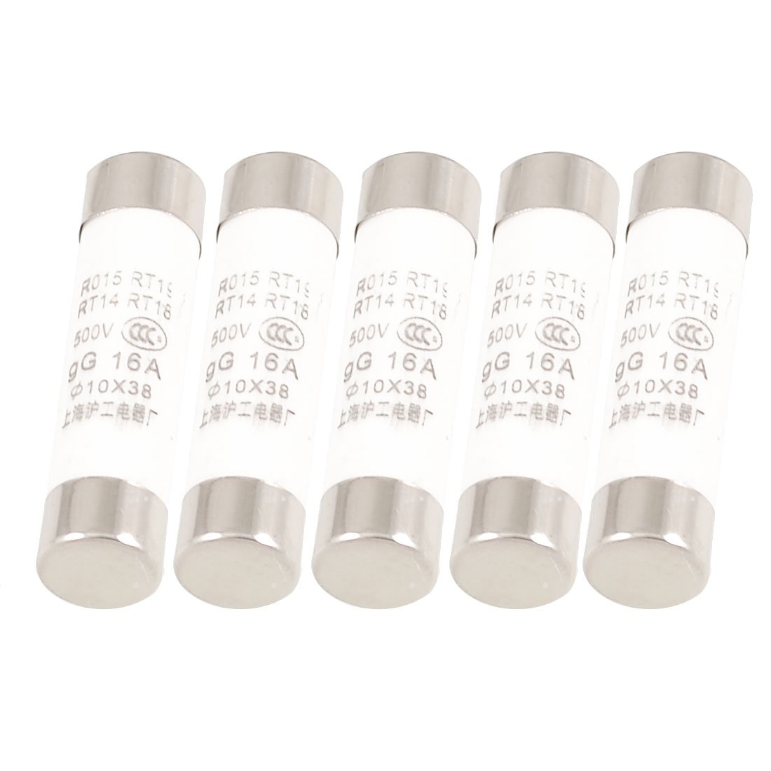 Sourcingmap 10mm x 38mm R015 RT19 RT14 RT18 gG 500V 16A Cylinder Caps Fuse Protectors 5 Pcs