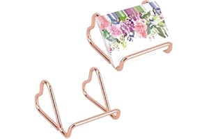 2pcs Business Card Holder Stand, Metal Heart-Shaped Name Card Holder Stand Small Desk Phone & Photo Display for Home Office R