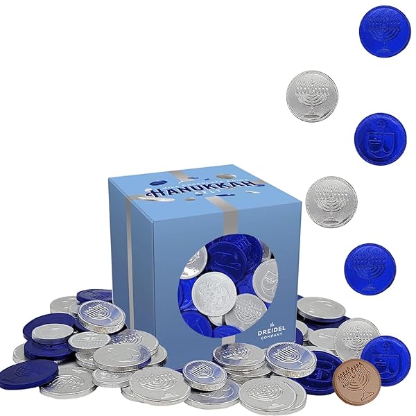 THE DREIDEL COMPANY CHOCOLATE COINS, NUT-FREE, MADE WITH PREMIUM BELGIAN MILK CHOCOLATE, KOSHER DAIRY CHANUKAH GELT, (HALF-POUND)