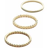 Pearich 14K Gold Filled Rings for Women, Dainty Stacking Rings for Women, Thin Gold Band Ring Plain Statement Ring Comfort Fit Size 6 to 11