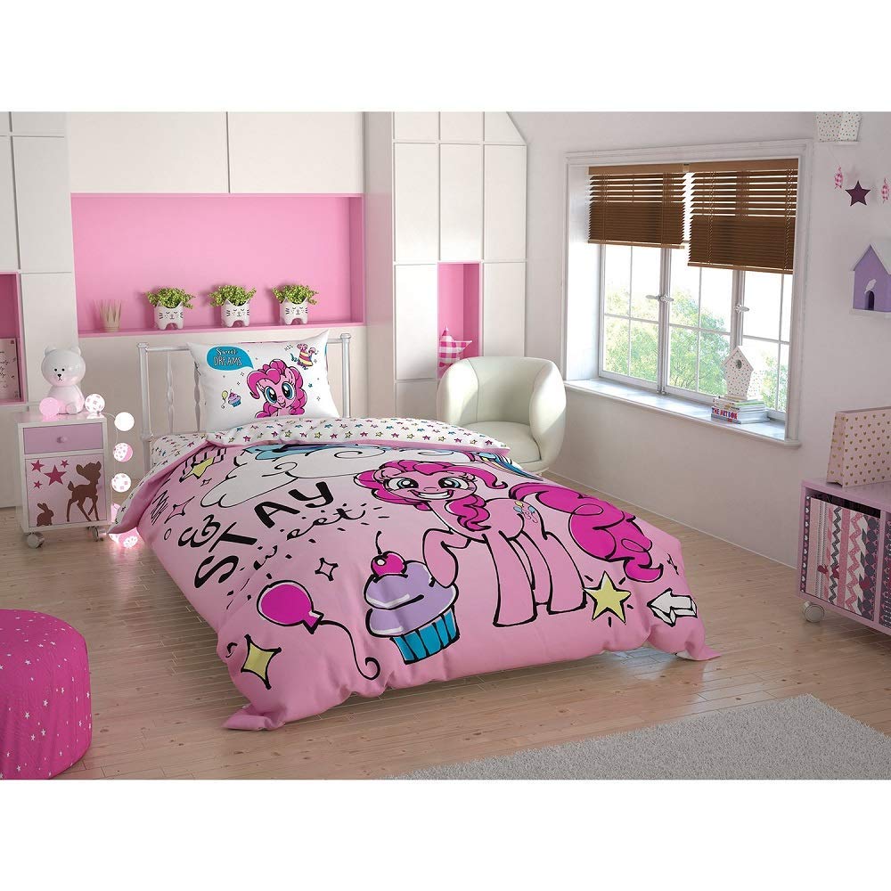 Duvet Cover Set 3 pcs Twin Size/Single 100% Cotton Beding Linens for Kids Children (Pony Sweet Dreams)