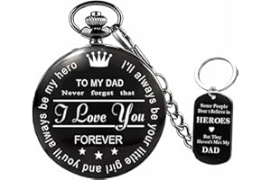Udaney to My Dad Pocket Watch + Keychain Stone with Beautiful Box for Dad Gifts | Father's Day Gifts