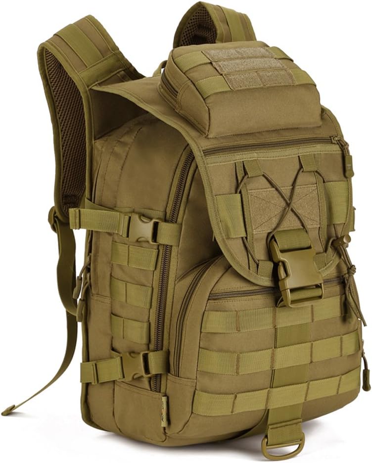 Tactical Backpack 40L Trekking Rucksack Water Resistant Military Army Combat Rucksack MOLLE Hiking Backpack Green