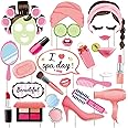 Kristin Paradise 25Pcs Spa Day Photo Booth Props with Stick, Slumber Selfie Props for Women, Make Up First Birthday Party Supplies, Makeup Girl Theme Backdrop Decorations