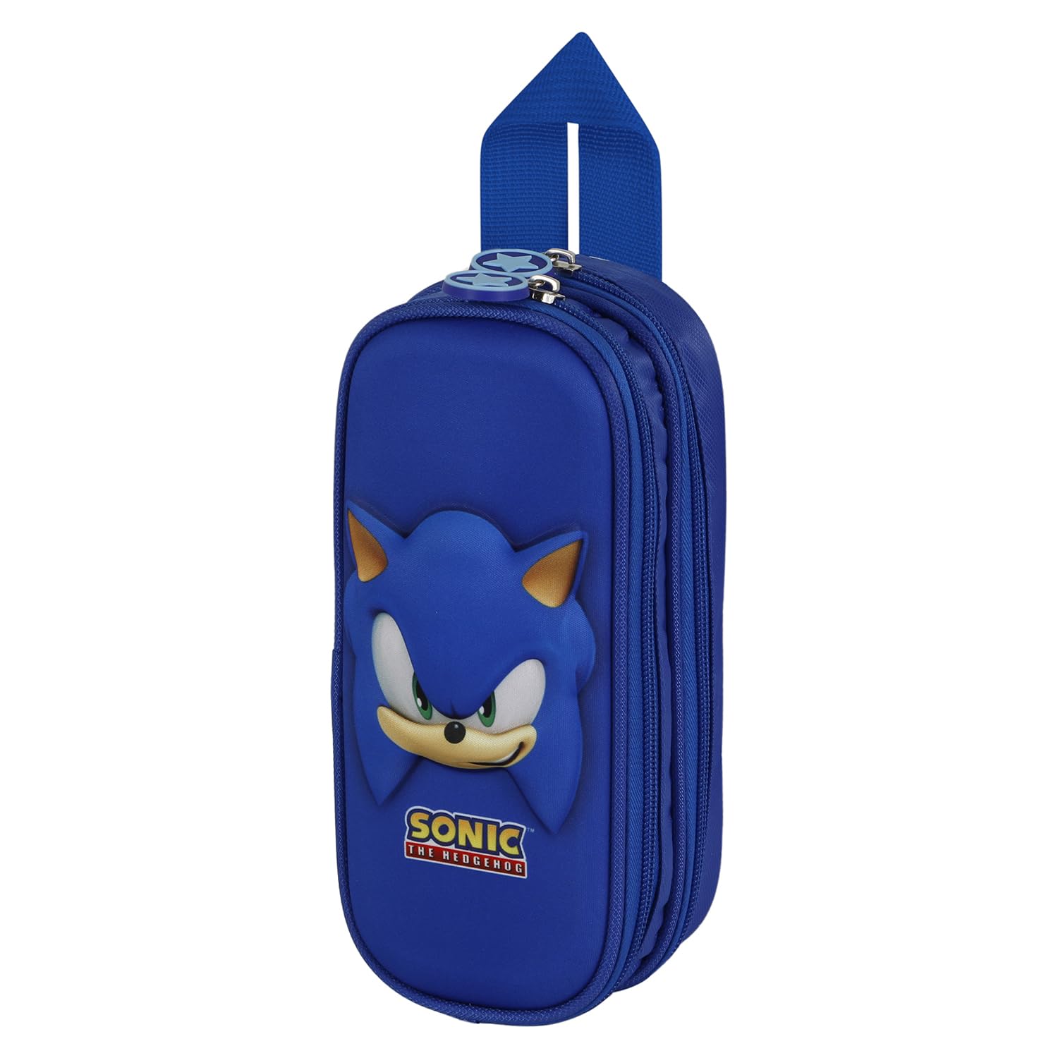 Sonic The Hedgehog - SEGA Sega-Sonic Face-3D Double Pencil Case, Blue, 22 x 9.5 cm