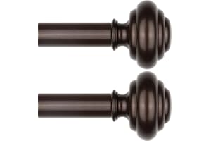KAMANINA 2 Pack Curtain Rods for Windows 48 to 84 Inches, Adjustable Length Heavy Duty Curtain Rod, 7/8 Inch Decorative Drape