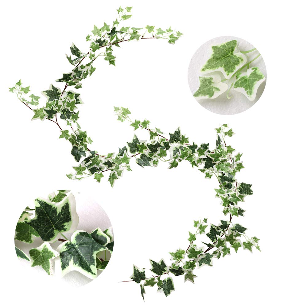 Veryhome Artificial Ivy Silk Fake Vine Wall Hanging Party Decoration Wedding Garland Greenery Leaves Garden Home Foliage Plants (White)