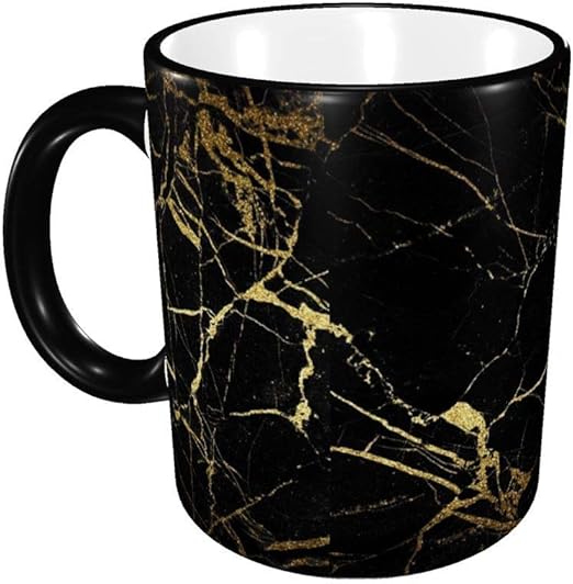 Black Gold Marble Coffee Mugs Office Tea Cups Kitchen & Dining