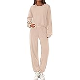 PRETTYGARDEN Women's Two Piece Lounge Sets 2025 Fall Airport Outfits Long Sleeve Pullover Tops Sweatpants Matching Clothing