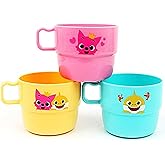 Cute Character Plastic Cups with Handles, Set of 3 Colors, Durable and Lightweight, Easy Grip Handle, Fun Design for Everyday Use_7.8 oz (230ml)