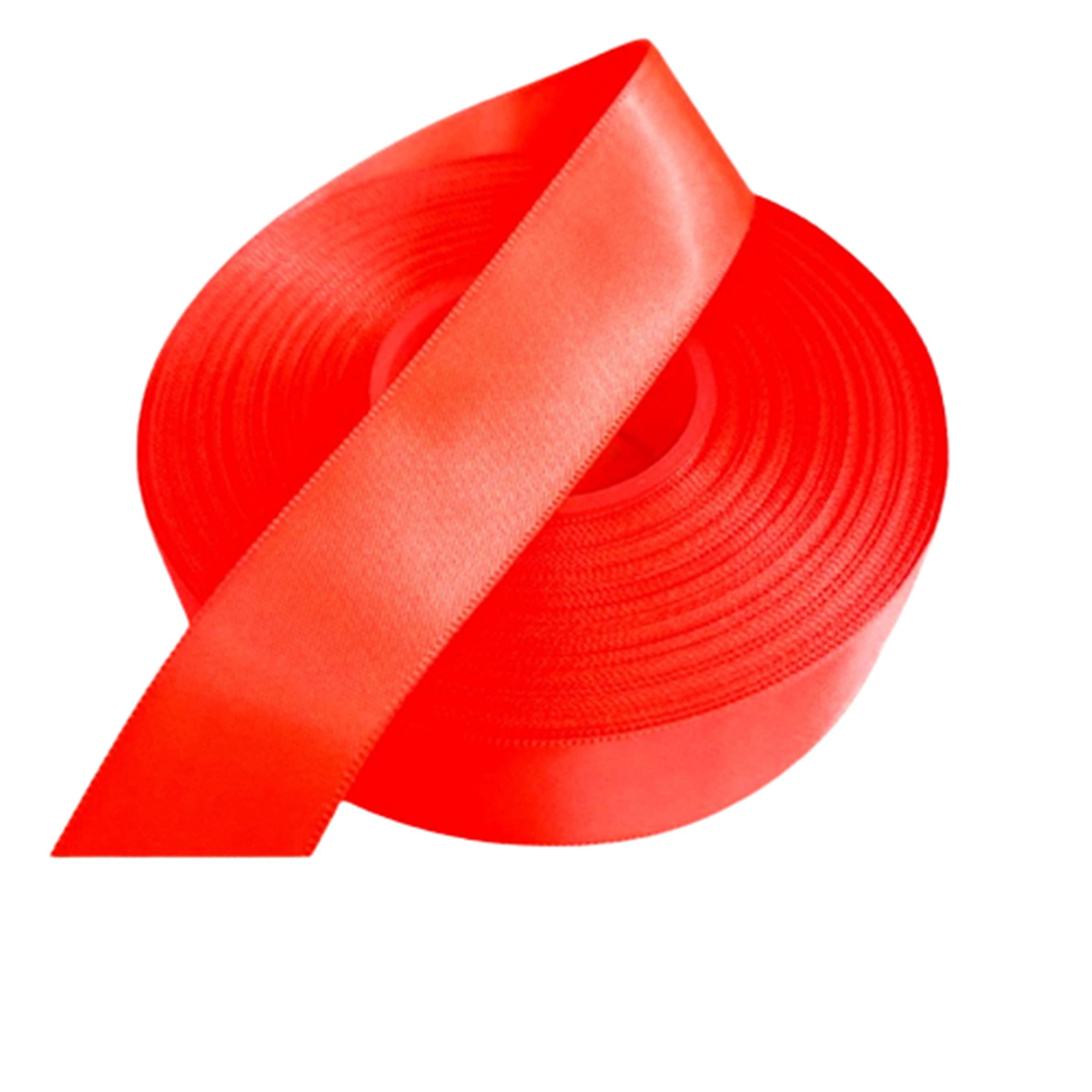 Double Faced Satin Ribbon -23 Metre, Perfect for Wedding, Gift Wrapping, Bow Making & Other Projects (25mm, Neon Orange)