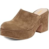 Pazzion Womens Comfy Thick Platform Closed Rounded Toe Mules Clogs Slip On Chunky High Heel Slipper Versatile Indoor Shopping Shoe Size 4-16 US