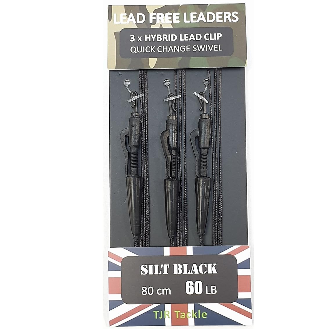 TJR Tackle Hybrid Lead Free Leaders Quick Change Swivels 60lb Test Carp Fishing Tackle (Silt Black)