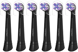 YMPBO Pack of 6 Replacement Heads Compatible with Oral B iO 10 9 8 7 6 5 4 3 Series Electric Toothbrush, Medium Brush Heads, Black