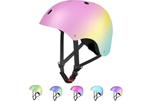 LANOVAGEAR Gradient Color Kids Bike/Skateboard Helmet with Carry Bag– CPSC Certified Adjustable Lightweight Ventilated for Biking, Scooter, Skating Ages 2-14