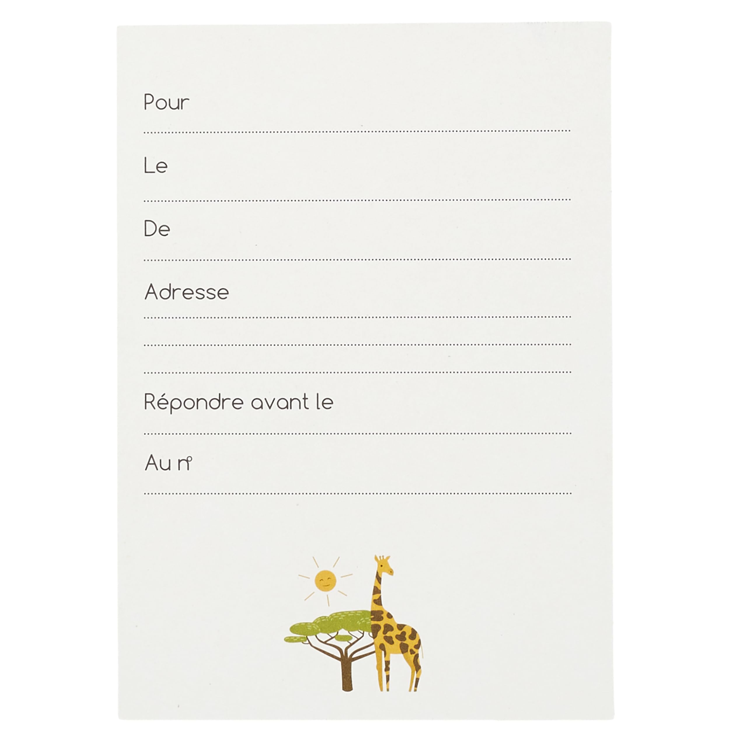 PARTY TIME - EA10229 - Set of 6 Savannah Invitation Cards