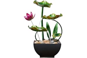 Tabletop Water Fountain with USB Cable, Tabletop Fountain with LED Lights, Easy to Install Indoor Waterfall with Pump for Hom