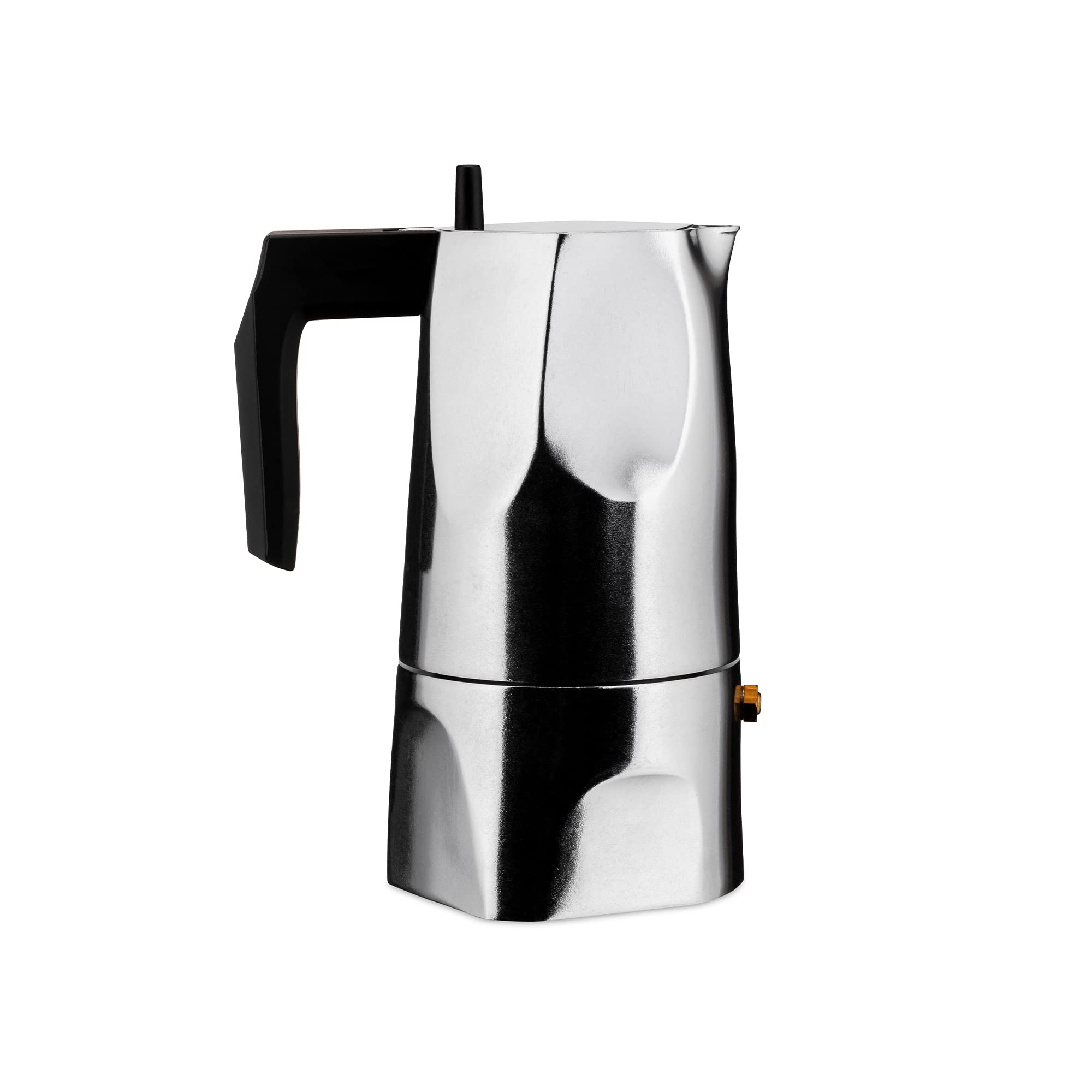 Alessi 3-Cup Ossidiana Espresso Coffee Maker in Aluminium Casting Handle with Knob in Thermo Plastic ResinBlack