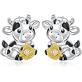 HOOHWE Animal Earrings 925 Sterling Silver Capybaral Cow Bunny Stud Earring for Women Capybara Jewelry Animal Earrings Jewelry