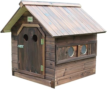 Amazon Co Jp ソリッドウッド犬小屋犬小屋屋外キャットハウス屋外レインハウス丸穴炭化図面ベースプレート適し小中小ペット Color Wood Size Xl ペット用品