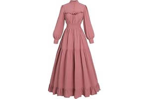 Nuoqi Victorian Dress for Women Long Sleeve Edwardian Dress Renaissance Costume