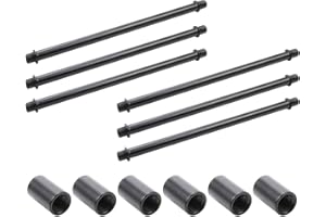 KUMGROT 6 PCS Black Finish Lamp Rod Kit with Connector 11.81"/300mm Ceiling Light Extension Rod Straight Pipe Lamp Stem Kit Black Lamp Rod Hardware Replacement Light Fixture Parts