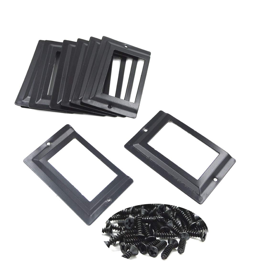 Socell 80x51mm 16pcs Office Library File Drawer Cabinet Card Tag Label Holder Metal Frame with Screws(Black)