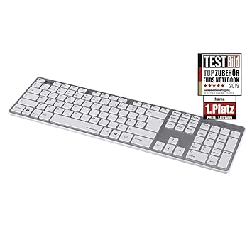 Hama PC Tastatur (Ultra Slim, geräuscharm, USB kabelgebunden, Deutsches Tastaturlayout QWERTZ, Nummernblock, Apple-Design) we