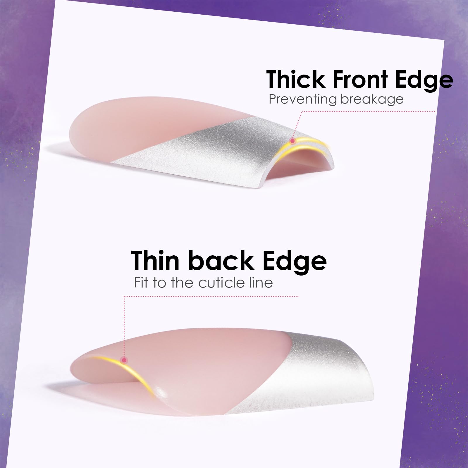 Canvalite Chrome French Tip Press on Nails - Pre-Colored Quick and Easy Press on Nails Long Square Fake Nails with Designs DIY Gel Nail Tips 150Pcs, Silver - Image 9