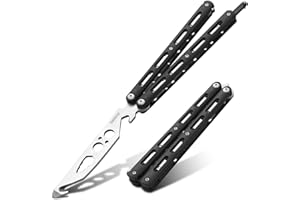 Dispatch Practice Butterfly Knife Trainer Unsharpened Balisong with Stainless Steel Dull Blade, Durable ABS Handle & Lock Latch | EDC Flipping, Martial Arts, Cosplay, Survival Training Tool, Black
