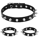 JJUNW 3 Pieces Leather Choker Collar and Bracelets Combo Punk Rock Gothic Jewelry Set, Punk Accessories, Emo Costume Accessories for 80s and 90s Vintage Women Men