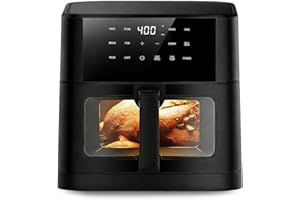 10QT 10-in-1 Air Fryer with Viewing Window, Digital Touchscreen Air Fryer Oven, Oil-Free Cooking for Family Meals, Parties & 