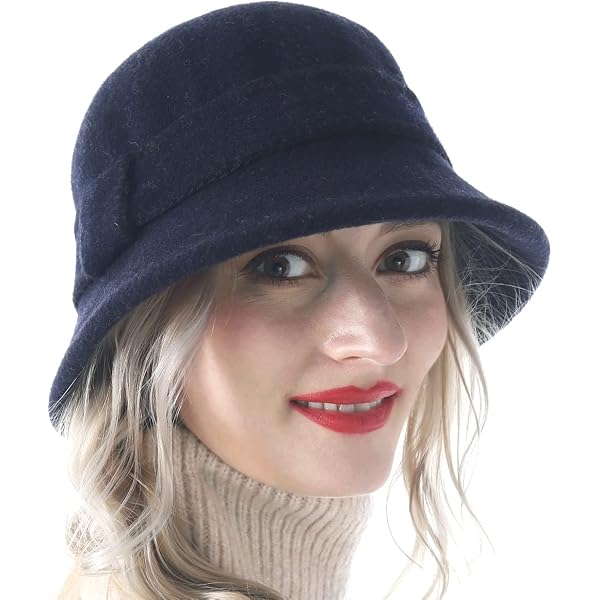 Womens 1920s Vintage Upturn Brim Wool Blend Cloche Church  display picture 2