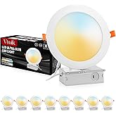 Vtuik 8 Pack 5 Inch LED Recessed Pot Lights 7CCT for Kitchen Retrofit, Slim Canless Ceiling Wafer Downlight IC Rated for Bath