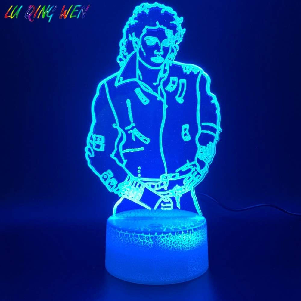 yuandp 3d Led Night Light Lamp Young Michael Jackson Figure Home Decoration Bright Base Color Changing Nightlight Holiday Birthday Gift