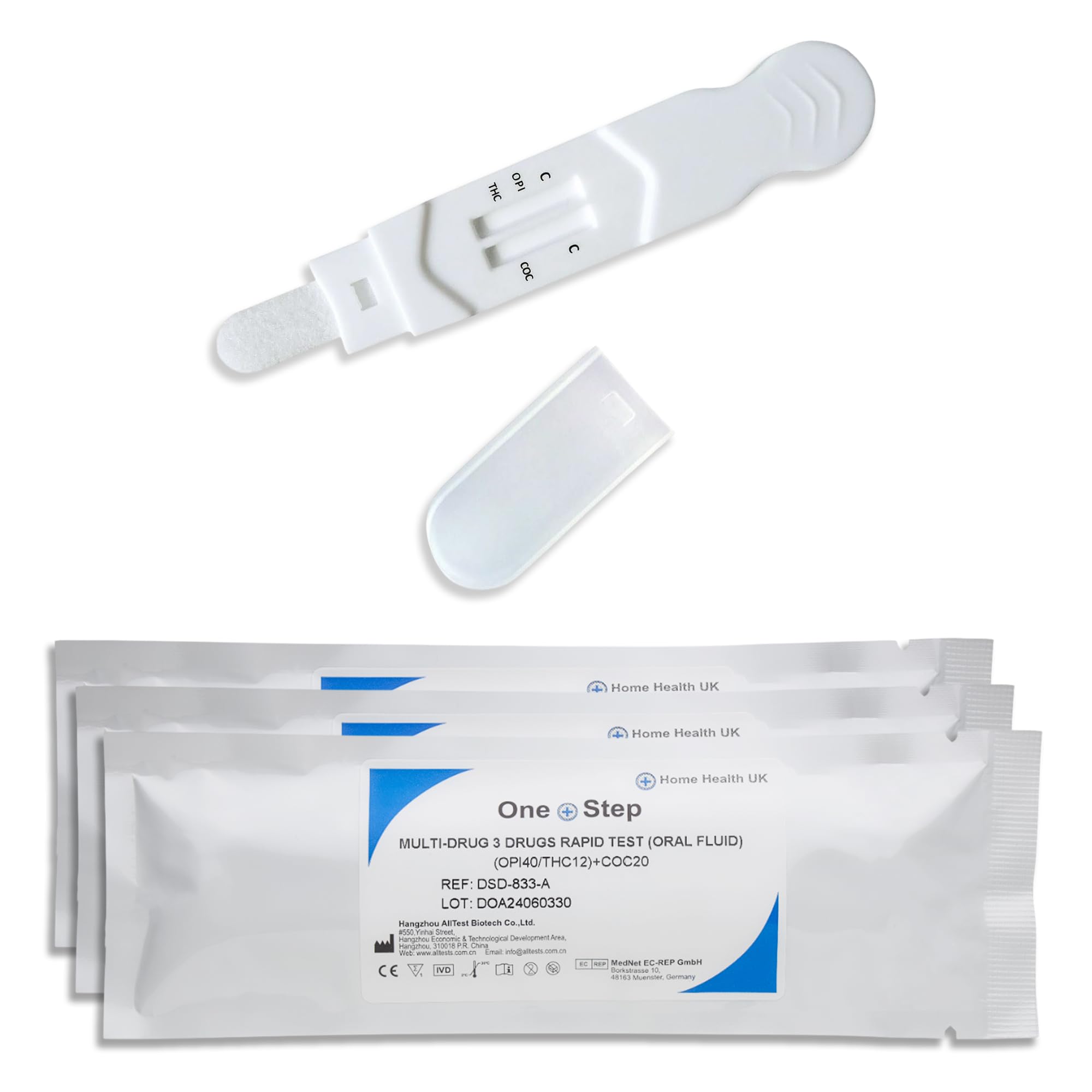 3 x Saliva Drug Test Kits - 3 Drug Oral Fluid Testing Kit - Tests for Cannabis, Cocaine & Heroin (Opiates) - One Step