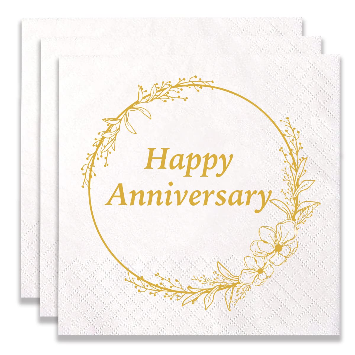 Photo 1 of 100 Count of Disposable Happy Anniversary Paper Napkins for Anniversary Event Birthday Party Wedding Decoration