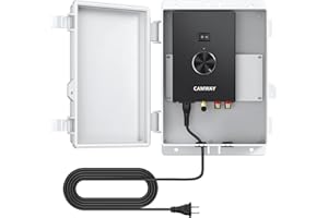 CAMWAY Bluetooth 5.0 Power Amplifier for Outdoor Speakers 4-8 Ohms - Peak Power 200W+200W Home Party Audio Stereo Bluetooth Amplifier Receiver with Waterproof Mount Box,Pro TPA3221 Chip Clear Sound