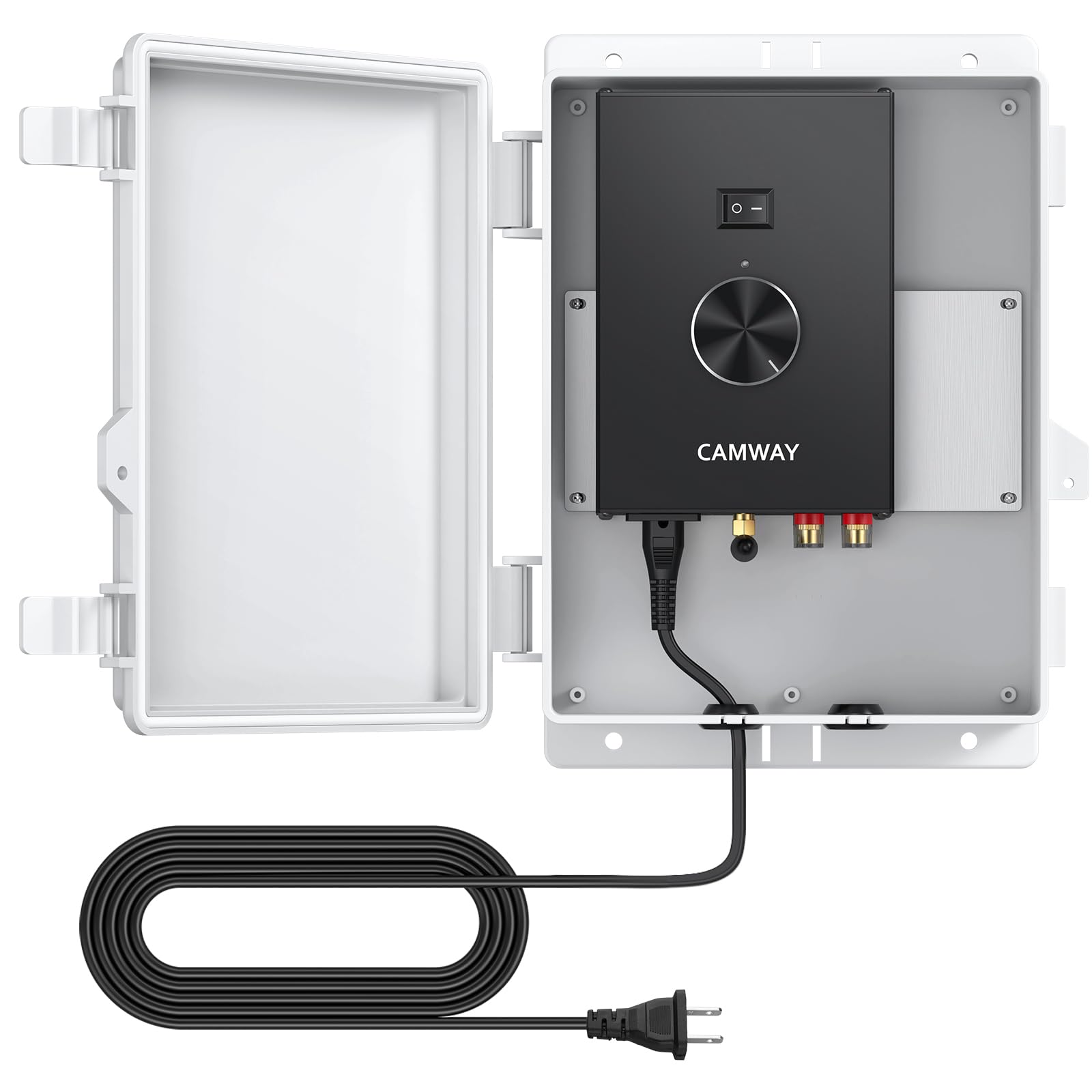 Photo 1 of CAMWAY Bluetooth 5.0 Power Amplifier for Outdoor Speakers 4-8 Ohms - Peak Power 200W+200W Home Party Audio Stereo Bluetooth Amplifier Receiver with Waterproof Mount Box,Pro TPA3221 Chip Clear Sound