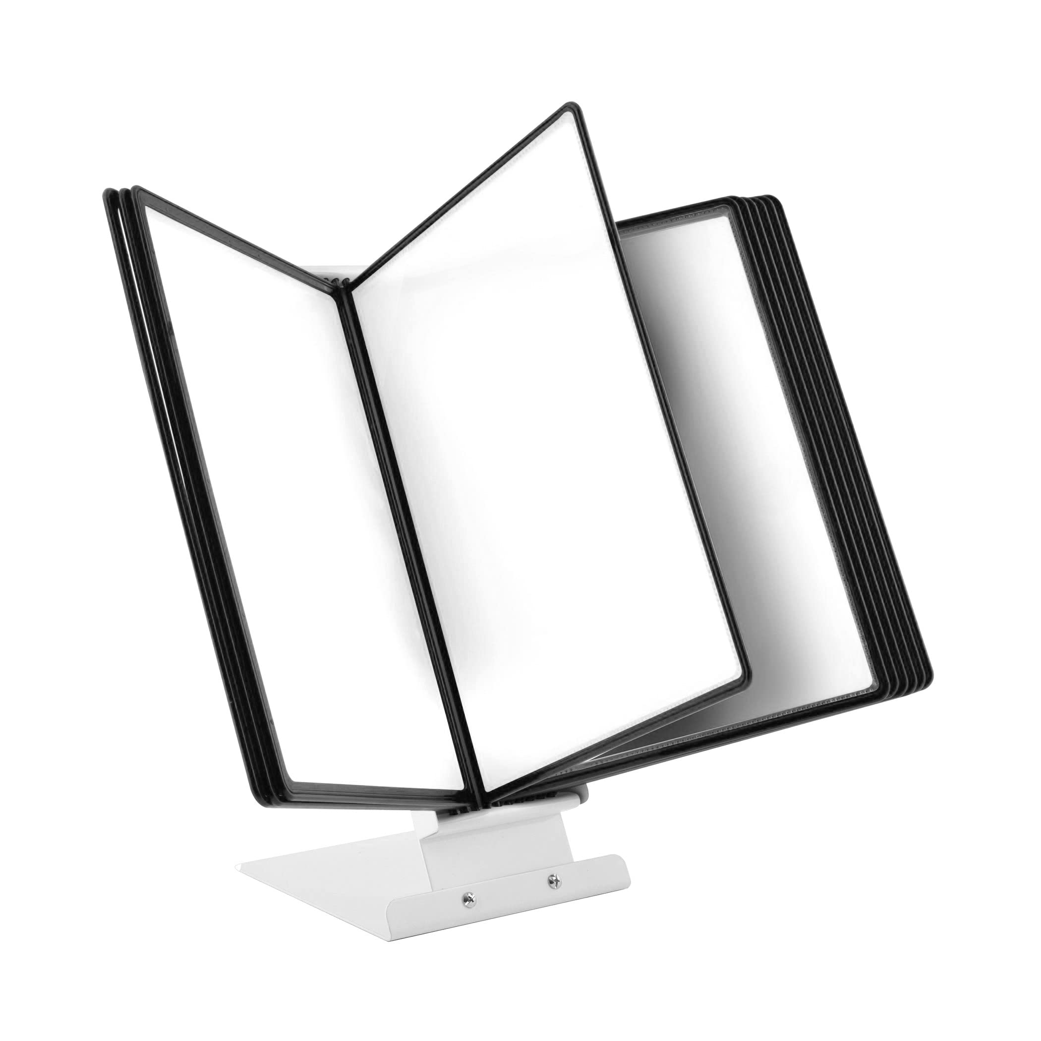 LEVIATAN | Table Display Board System | Table Lectern | Document Organiser | Consultation and Presentation Documents | Plastic Case for Papers | Includes 10 Display Panels | Size: A4 | Colour: Black