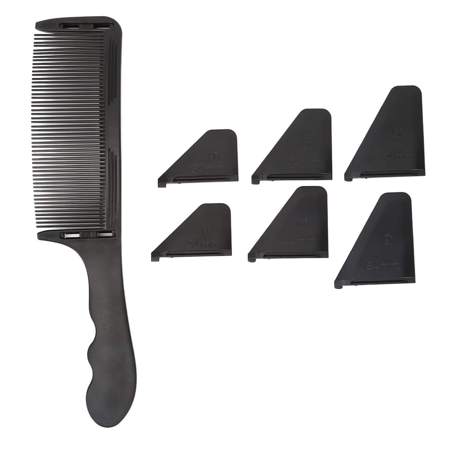Topiky Curved Barber Clipper Comb, Flat Top & S-Shaped Design, 3 Interchangeable Lengths, Heat Resistant, Perfect for Men & Women, Professionals & Home Use, Black
