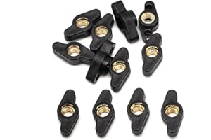 ALAMIC 1/4" Wing Knobs Through Hole T Knobs Hand Screw Nut M6 Thumb Screw Threaded Knobs Black 12 Pack
