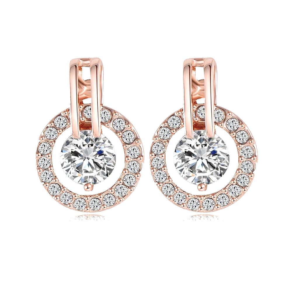 aaishwarya 18k rose gold plated austrian crystal stud earrings for women/girls
