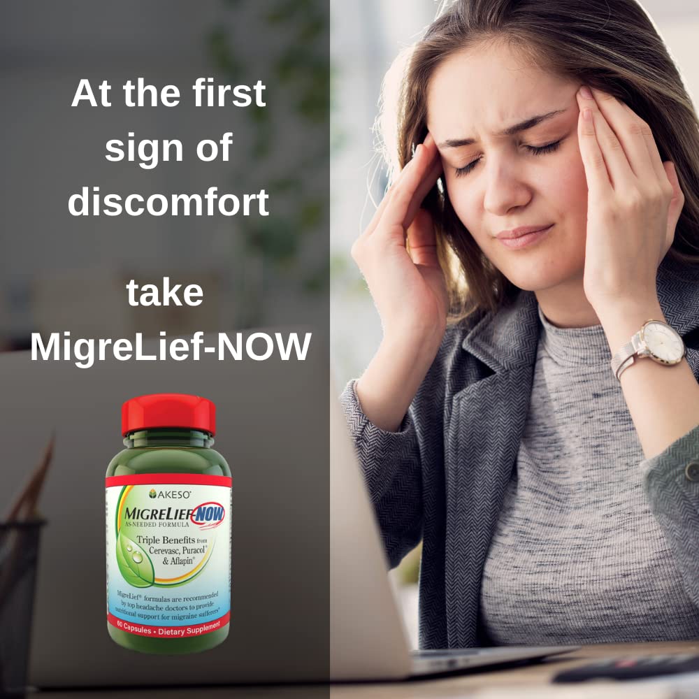 MigreLief Now Fast-Acting Formula, As-Needed Nutritional Support for Migraine and Headache Sufferers - 60 Vegetarian Capsules