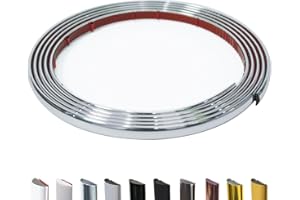 JSIWOTH Peel and Stick Trim, Shiny Silver D-Shape Flexible and Self Adhesive Trim, 9.8 Ft Waterproof Molding Trim for Walls, Edges & Borders, Window Frames, Backsplash