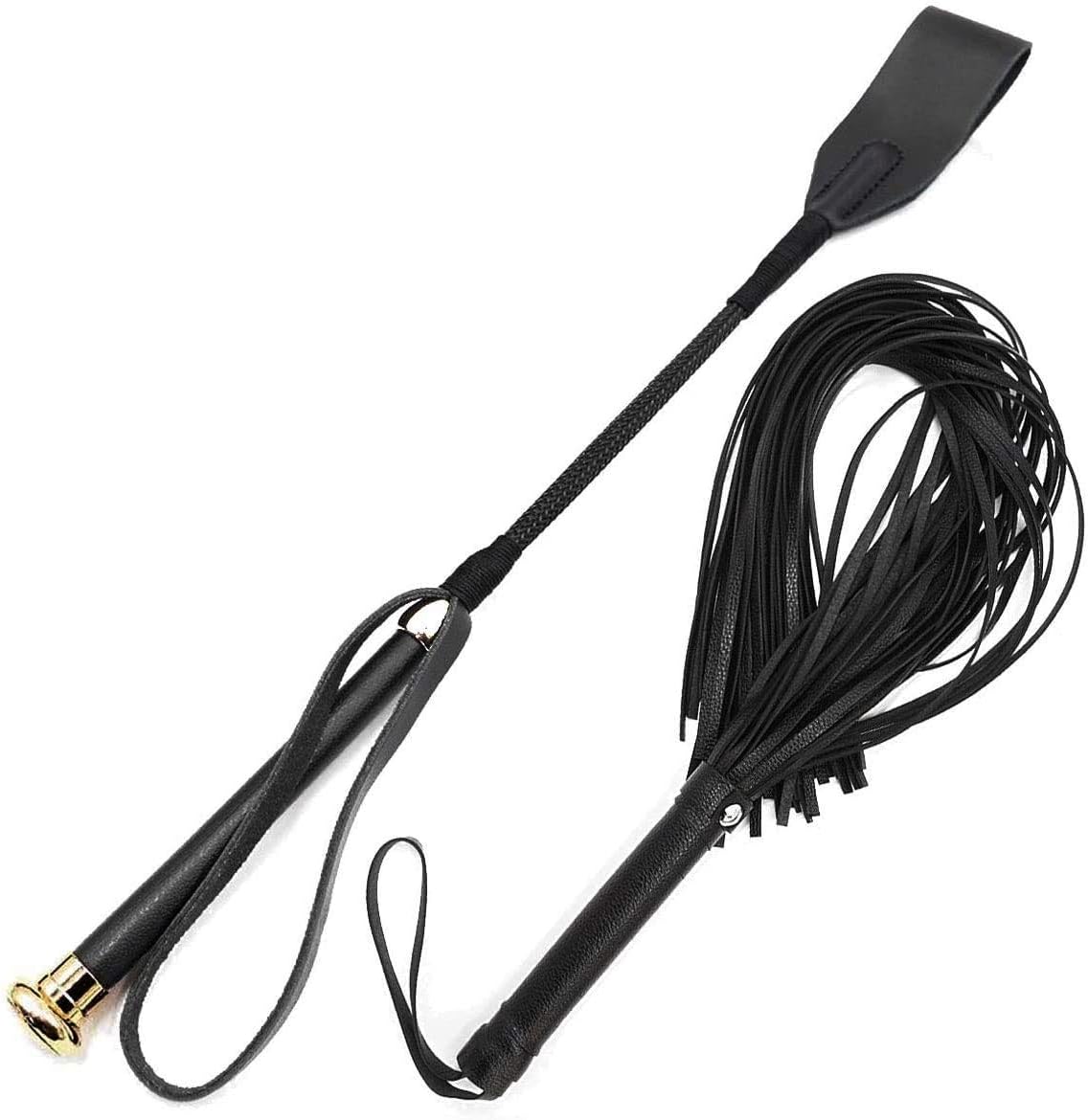 18" Riding Crop + Horse | Genuine Leather Jump Bat Top | Black Faux Handle | Equestrian Fiberglass Shaft | Equestrianism Training | Premium Quality English International for Tough Teaching: Health & Personal Care