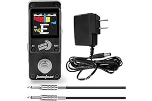AXA AXCESSABLES AxcessAbles LUNAR TUNER Mini-Stomp Chromatic Digital Tuner Bundle for Guitar/Bass or ANY String Instrument - Includes Power Supply and Cable
