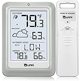 Indoor Outdoor Thermometer Hygrometer Wireless Weather Station, Temperature Humidity Monitor Battery Powered Inside Outside Thermometers with 330ft Range Remote Sensor and Backlight Display