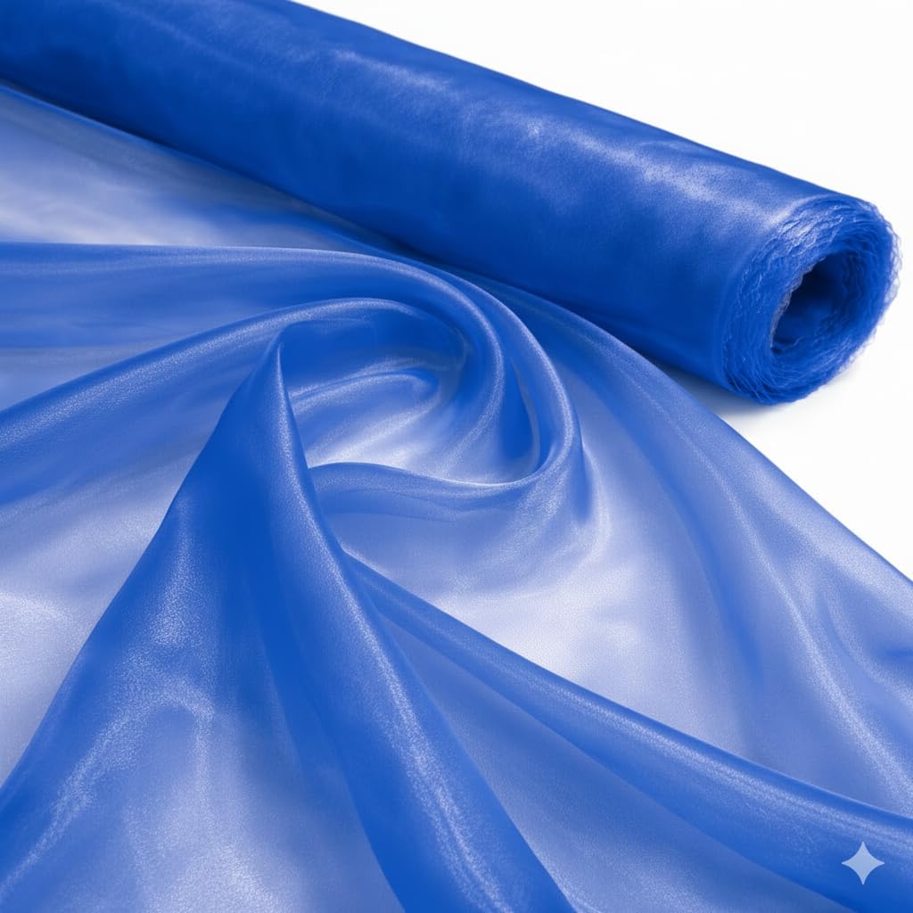Royal Blue 2 Meter Pack Plain Sheer Lightweight Organza Voile Drape Curtain, Wedding, Chair Sash Fabric 150cm Wide