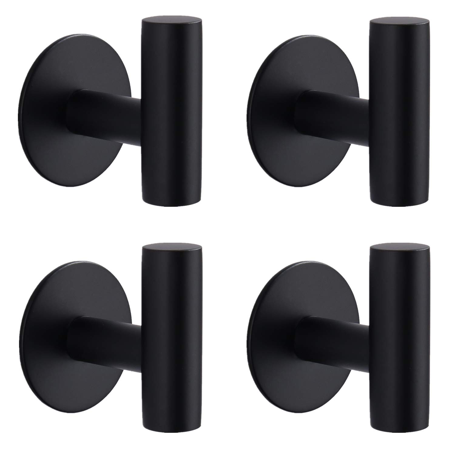 Celbon 4PC Self Adhesive Bathroom Towel Hook Black SUS 304Stainless Steel Towel Hook Hanger Without Drilling